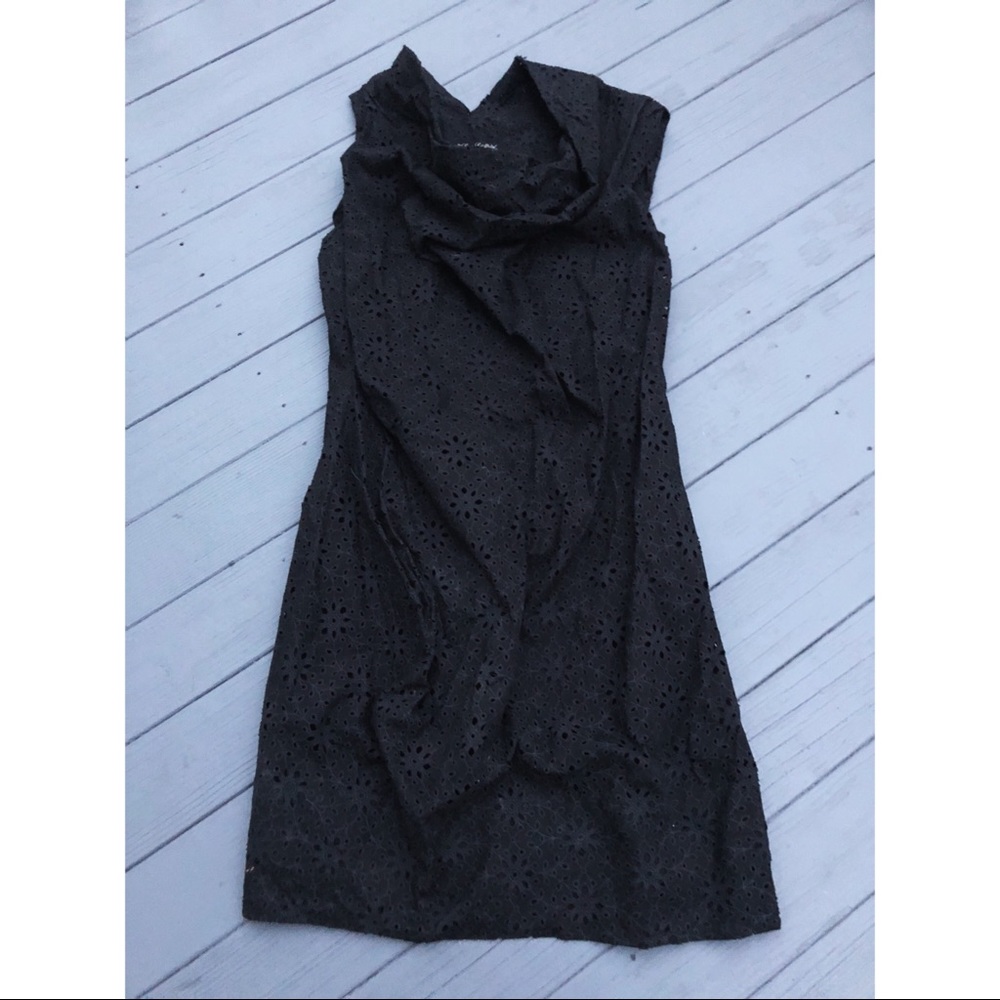 All Saints black cowl neck eyelet mini dress S - Picture 5 of 8